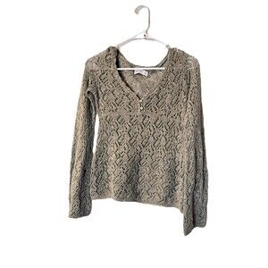 Hollister Green Crochet Long Sleeve Boho Cottagecore Beachwear S